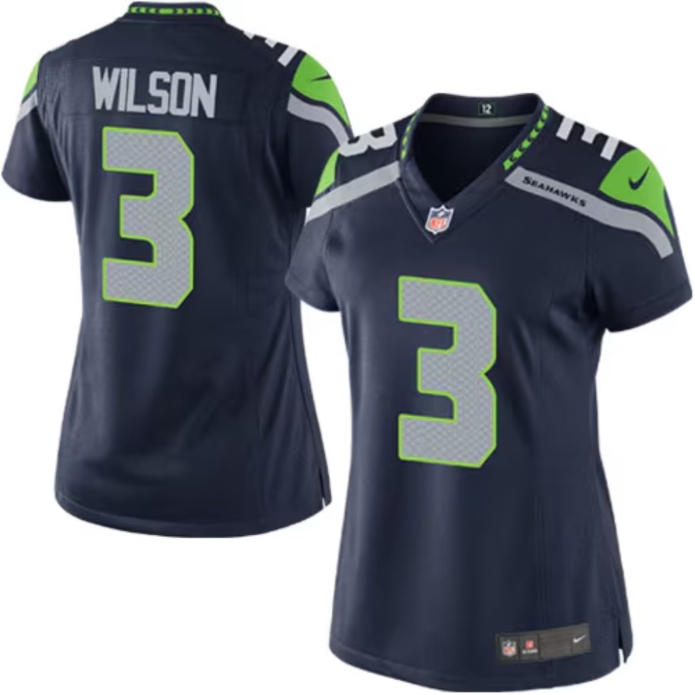 Seattle Seahawks Russell Wilson Nike College Navy Game Player Jersey - L
